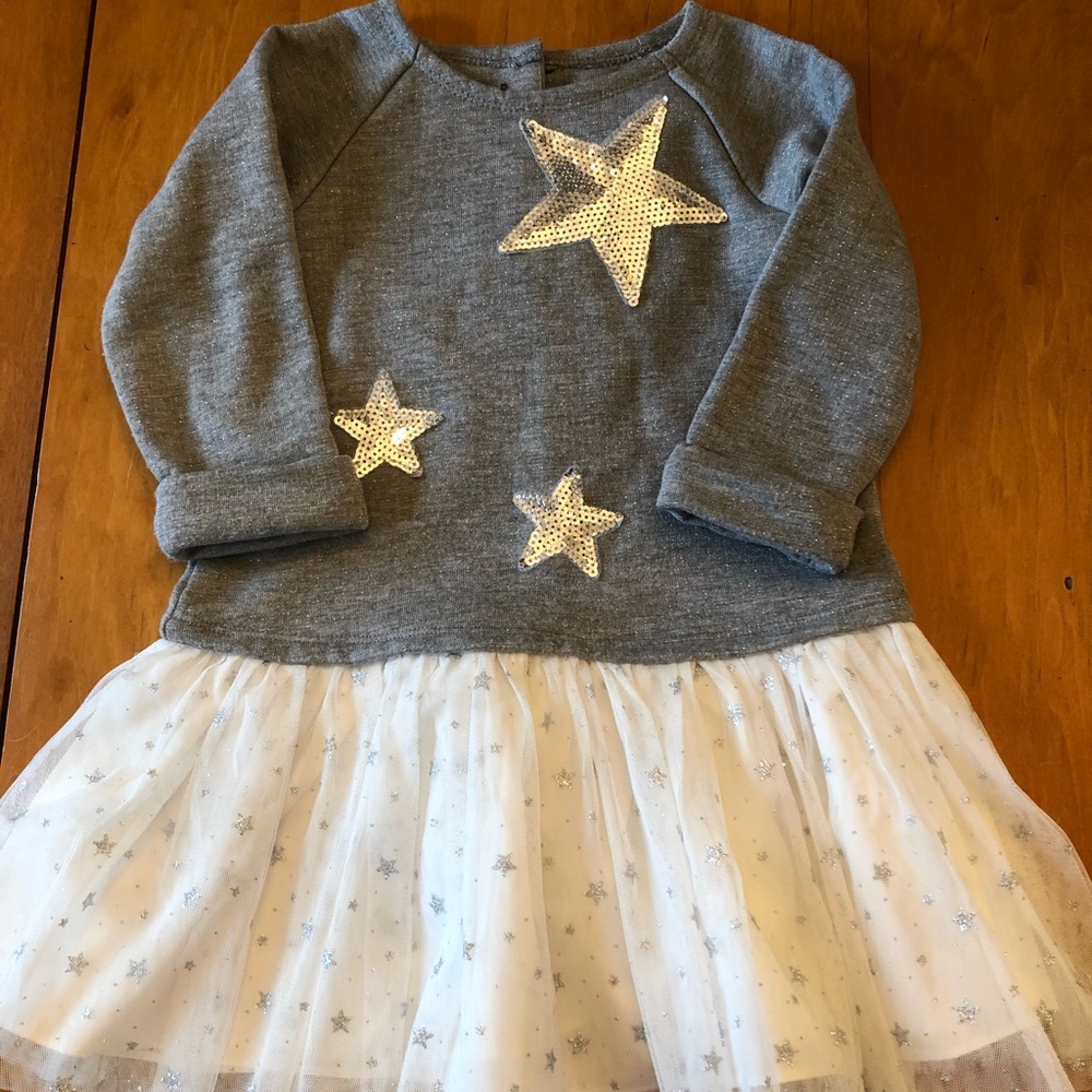 Toddler dress with silver stars
